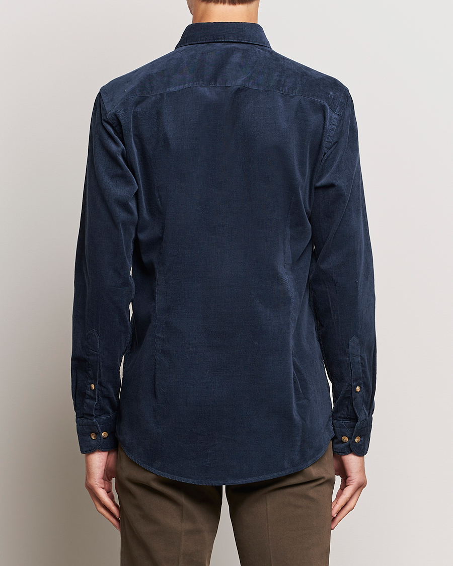 Herr | Skjortor | Eton | Slim Fit Fine Wale Corduroy Shirt Navy Blue