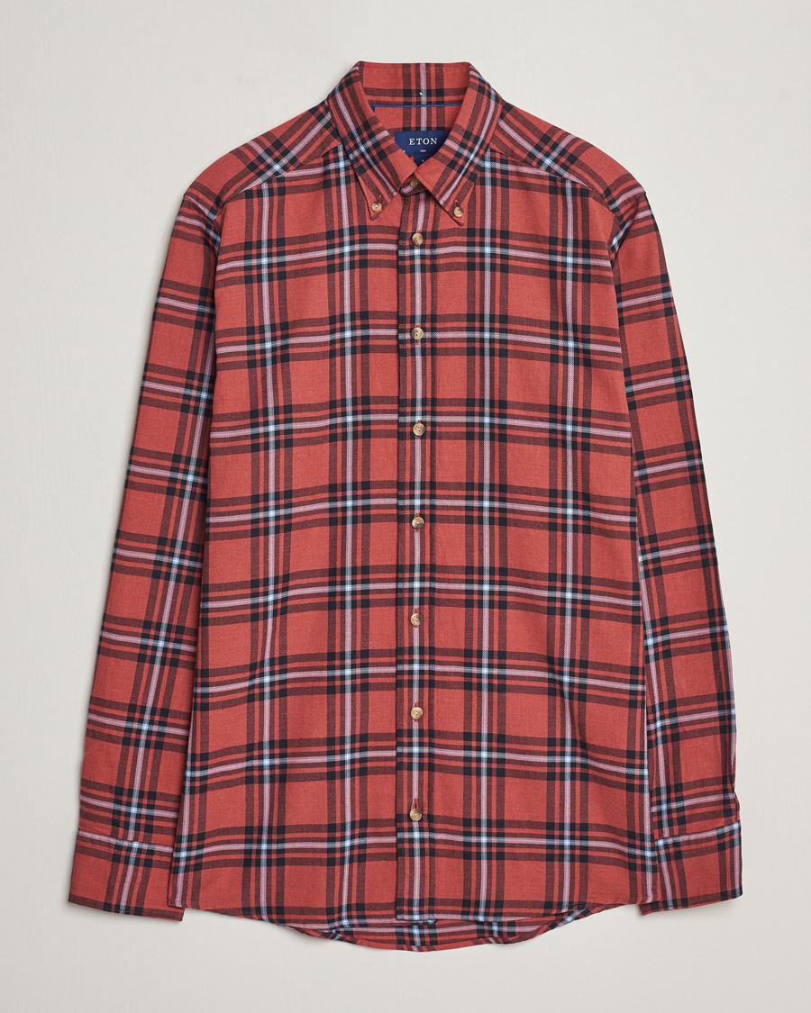 Herr | Skjortor | Eton | Regular Fit Checked Flannel Shirt Red/Navy