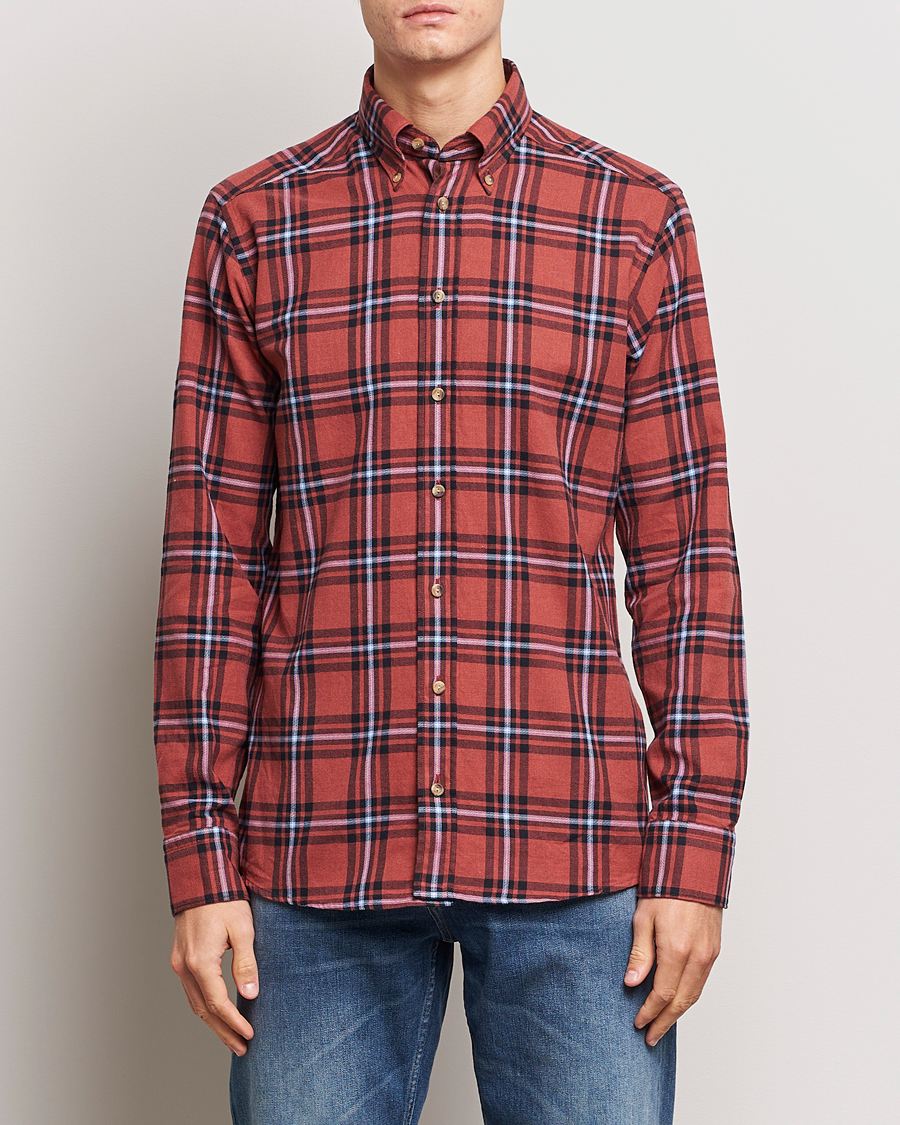 Herr | Skjortor | Eton | Regular Fit Checked Flannel Shirt Red/Navy