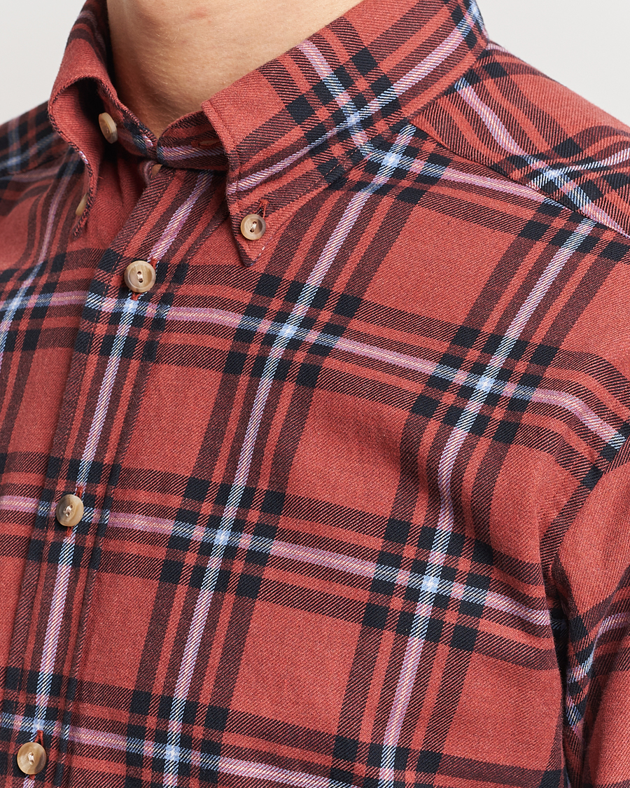 Herr | Skjortor | Eton | Regular Fit Checked Flannel Shirt Red/Navy