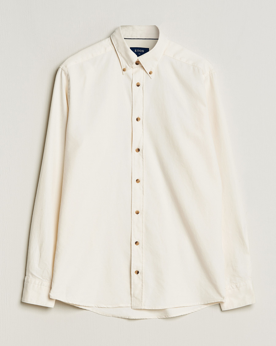 Herr | Skjortor | Eton | Slim Fit Twill Flannel Shirt Off White