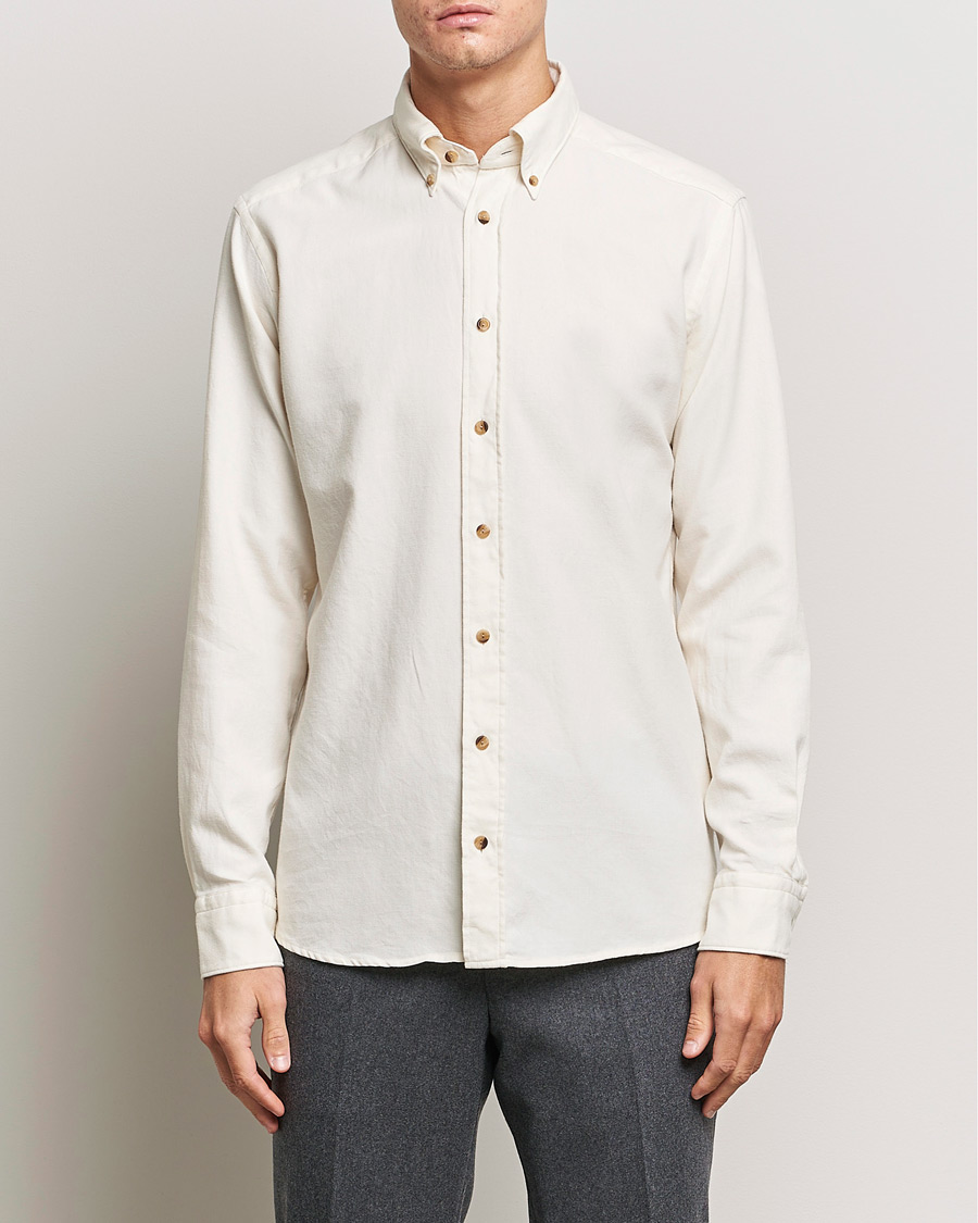 Herr | Skjortor | Eton | Slim Fit Twill Flannel Shirt Off White