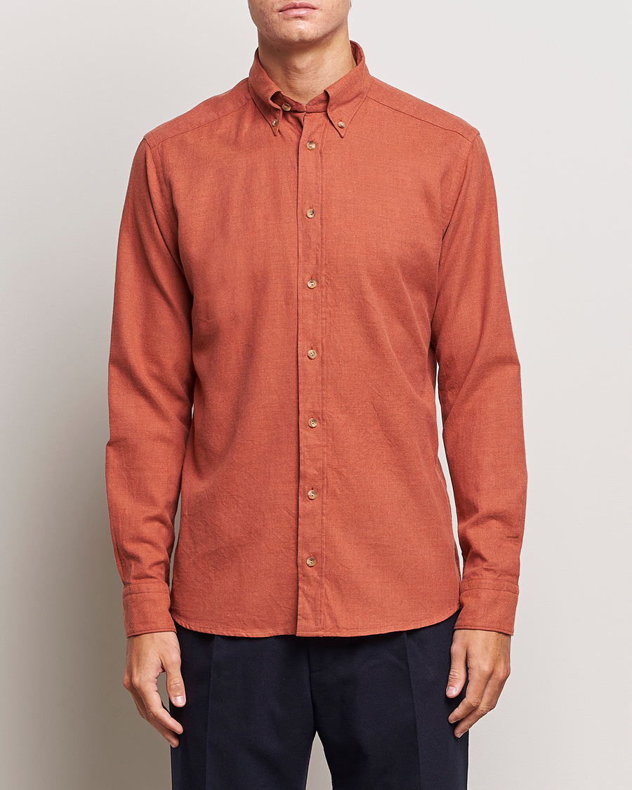 Herr | Skjortor | Eton | Slim Fit Twill Flannel Shirt Rust Red