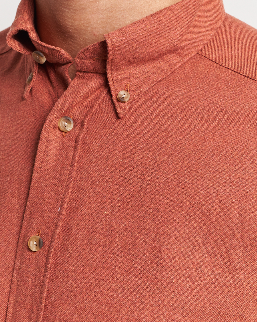 Herr | Skjortor | Eton | Slim Fit Twill Flannel Shirt Rust Red