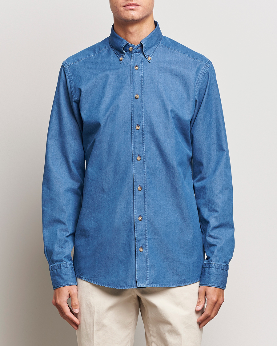 Herr |  | Eton | Slim Fit Denim Shirt Blue