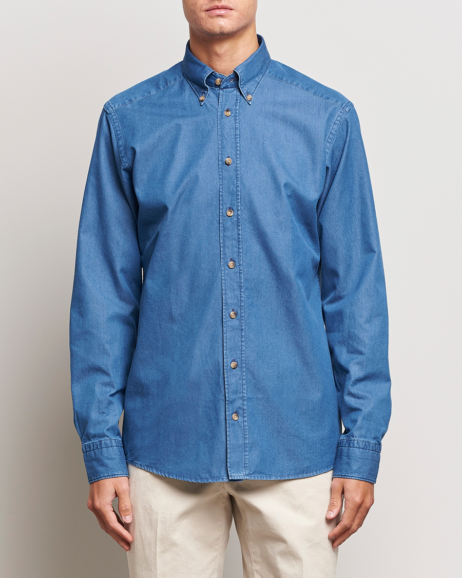 Herr | | Eton | Slim Fit Denim Shirt Blue