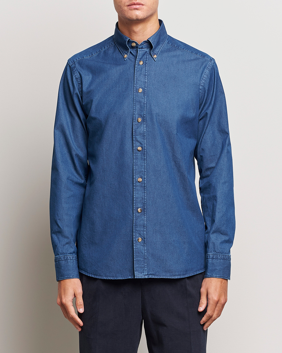 Herr | Skjortor | Eton | Slim Fit Denim Shirt Dark Blue