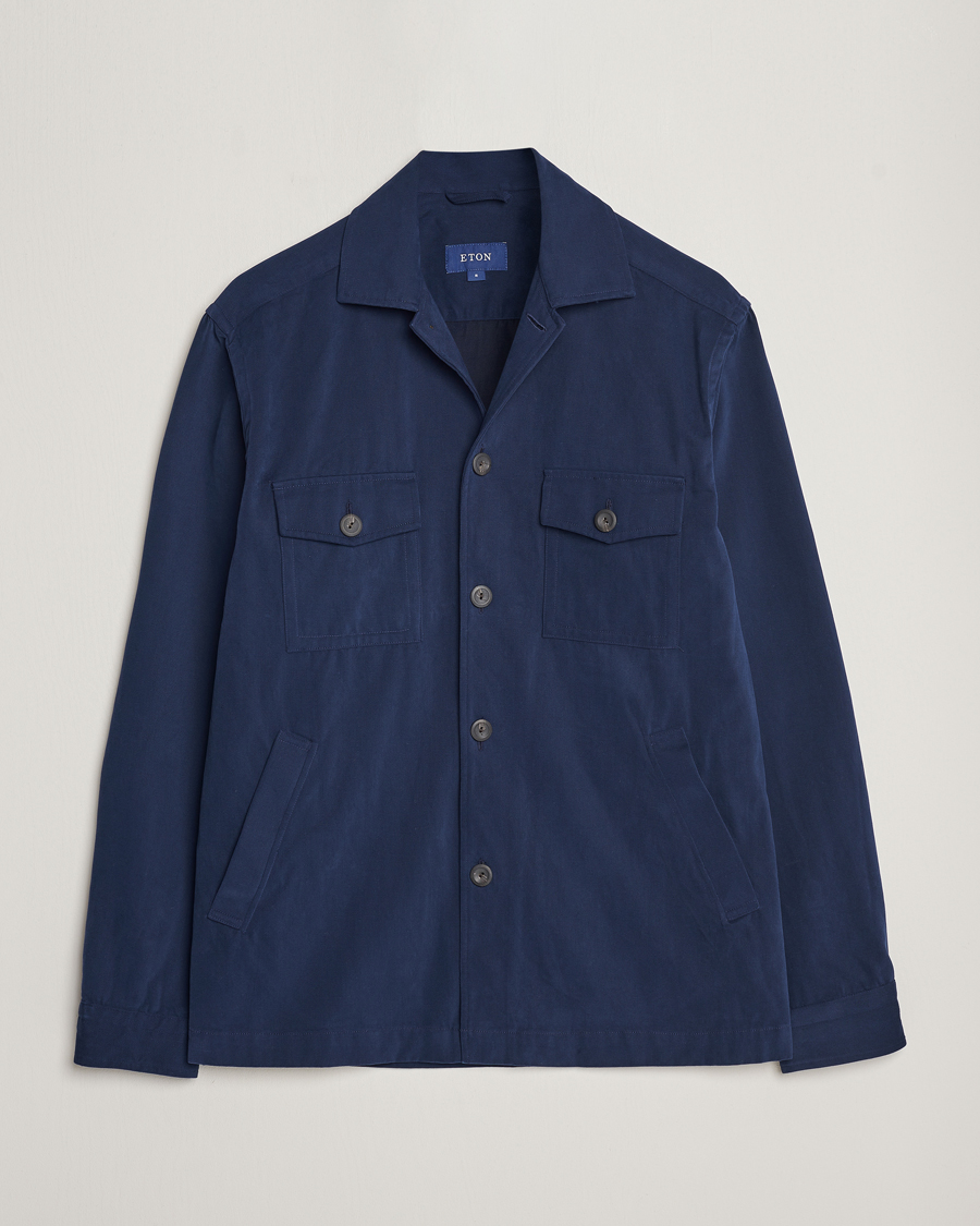 Herr | Skjortor | Eton | Twill Moleskin Overshirt Navy Blue