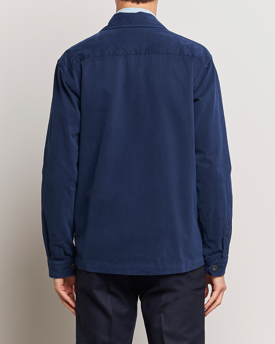 Herr | Skjortor | Eton | Twill Moleskin Overshirt Navy Blue