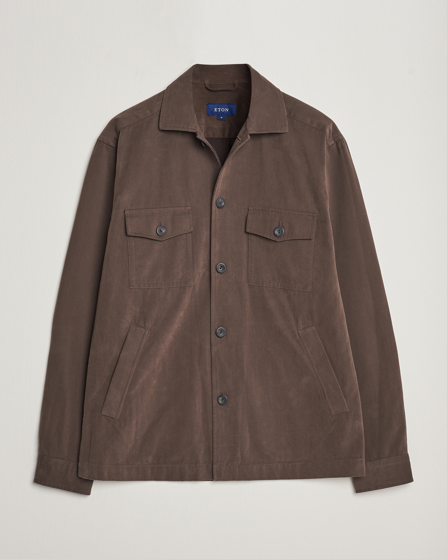 Herr | Skjortor | Eton | Twill Moleskin Overshirt Dark Beige