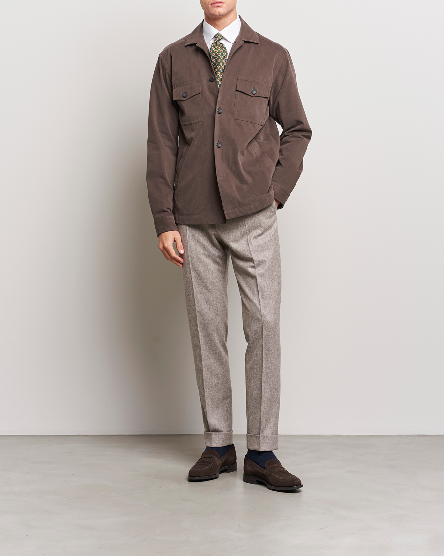 Herr | Skjortor | Eton | Twill Moleskin Overshirt Dark Beige