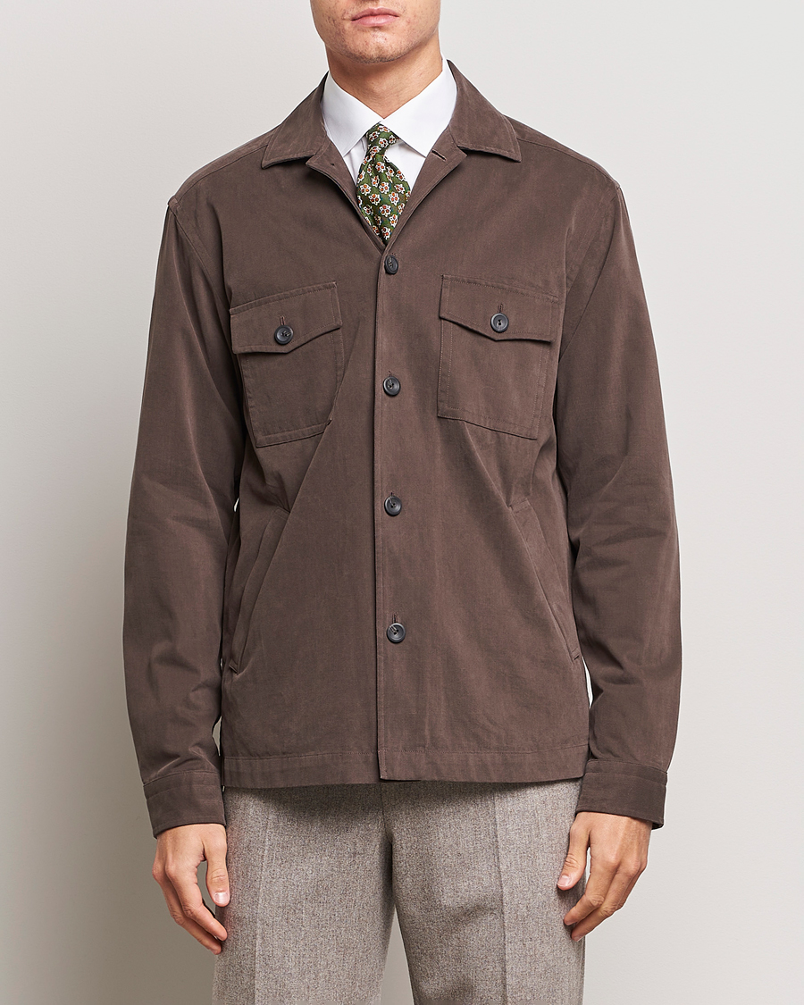 Herr |  | Eton | Twill Moleskin Overshirt Dark Beige