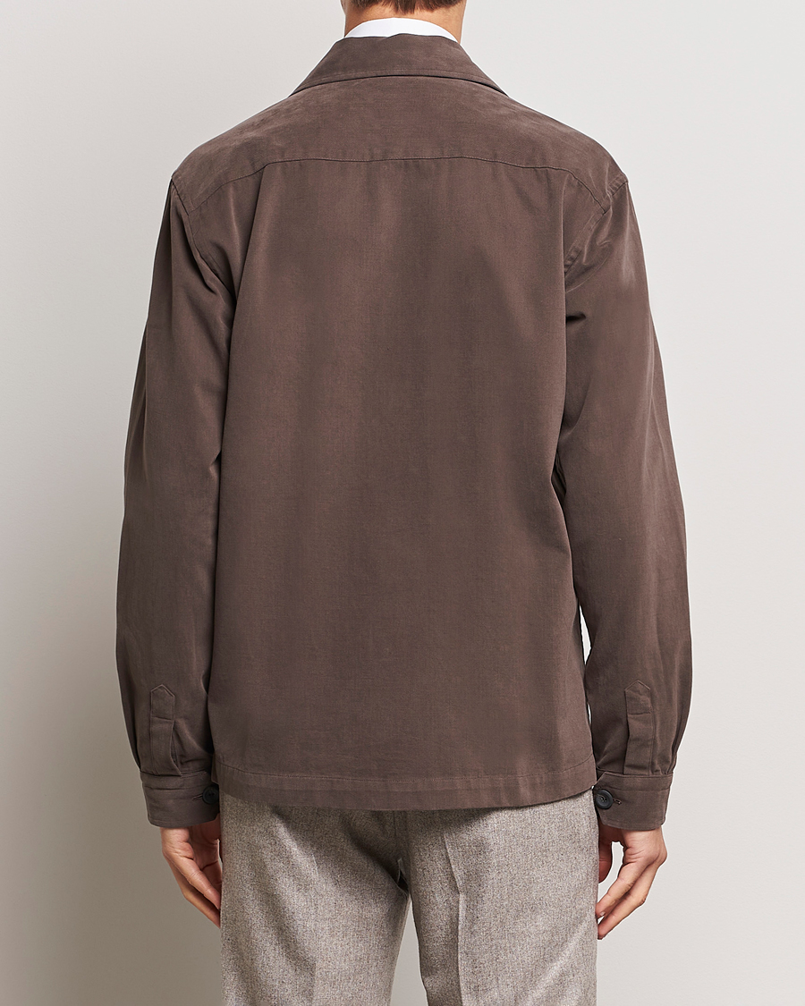 Herr | Skjortor | Eton | Twill Moleskin Overshirt Dark Beige