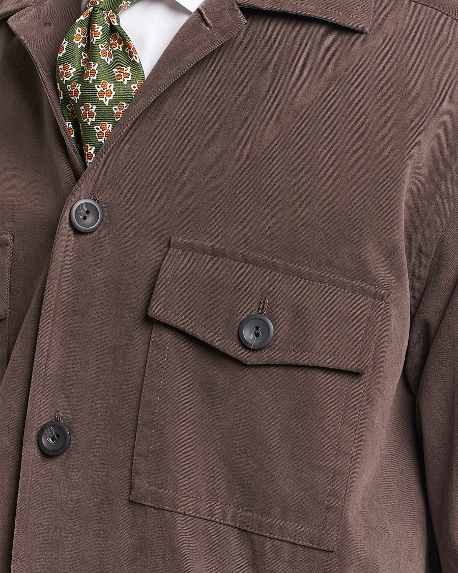 Herr | Skjortor | Eton | Twill Moleskin Overshirt Dark Beige