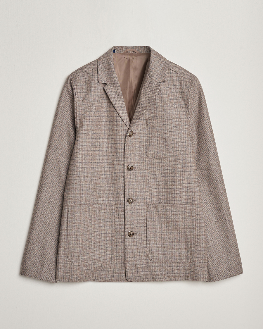 Herr | Skjortor | Eton | Wool/Cashmere Checked Overshirt Brown