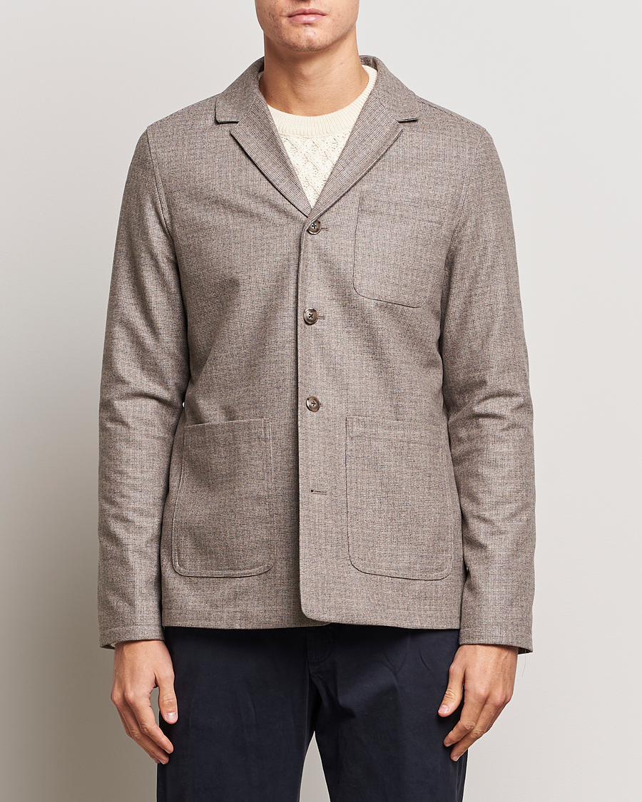 Herr | Skjortor | Eton | Wool/Cashmere Checked Overshirt Brown