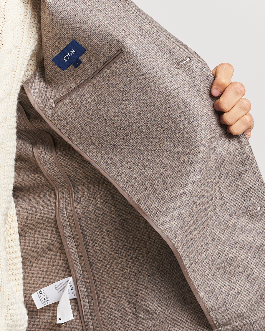 Herr | Skjortor | Eton | Wool/Cashmere Checked Overshirt Brown