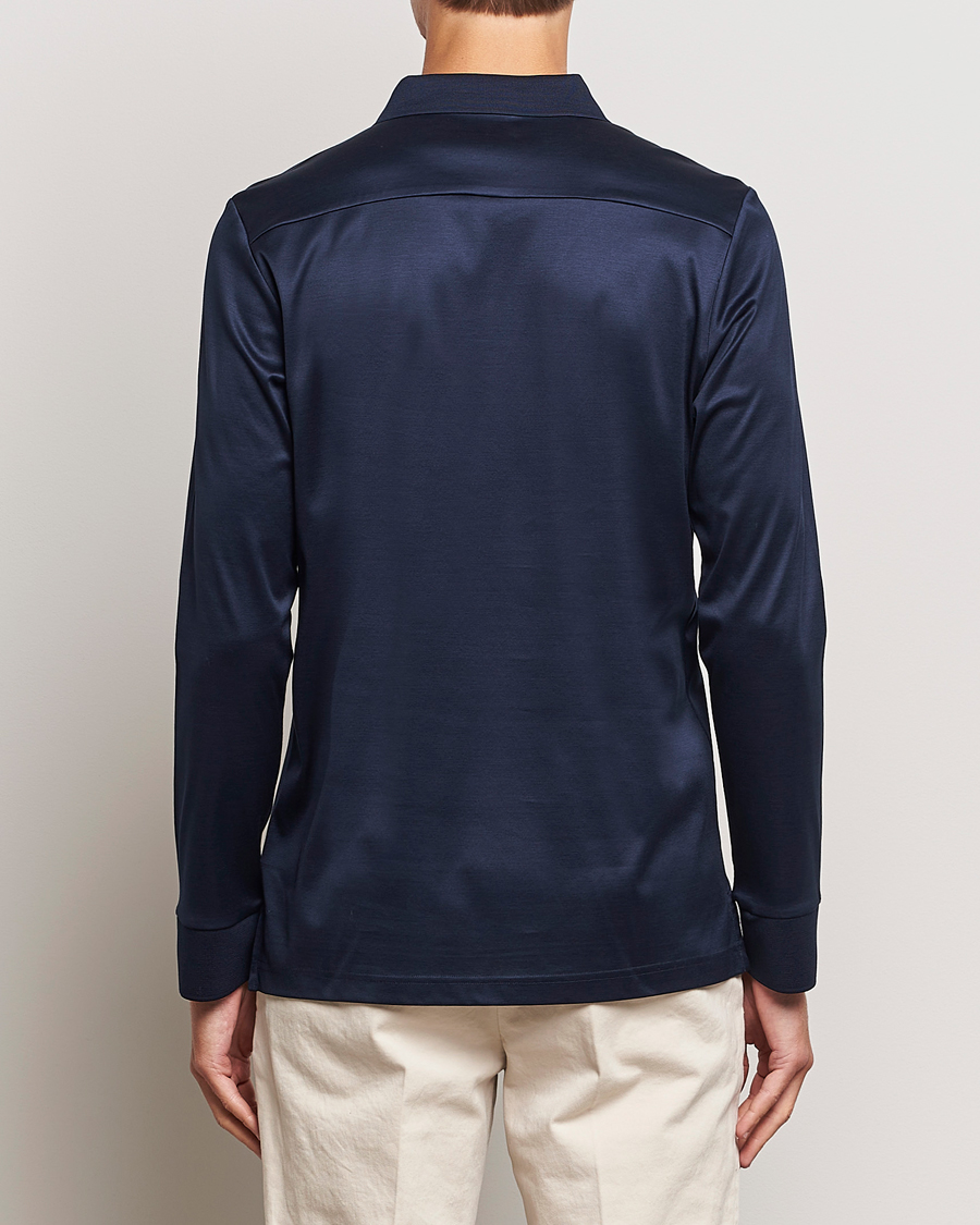 Herr | Tröjor | Eton | Filo Di Scozia Long Sleeve Polo Navy Blue