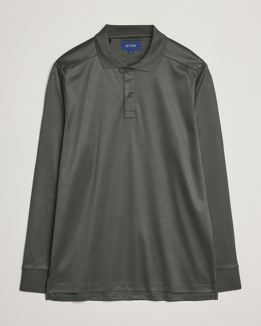 Herr | Tröjor | Eton | Filo Di Scozia Long Sleeve Polo Dark Green