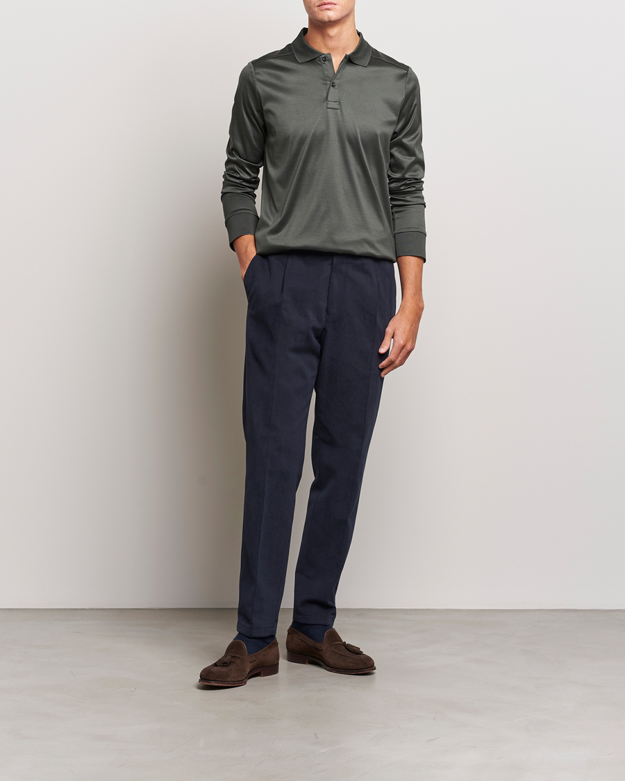 Herr | Tröjor | Eton | Filo Di Scozia Long Sleeve Polo Dark Green