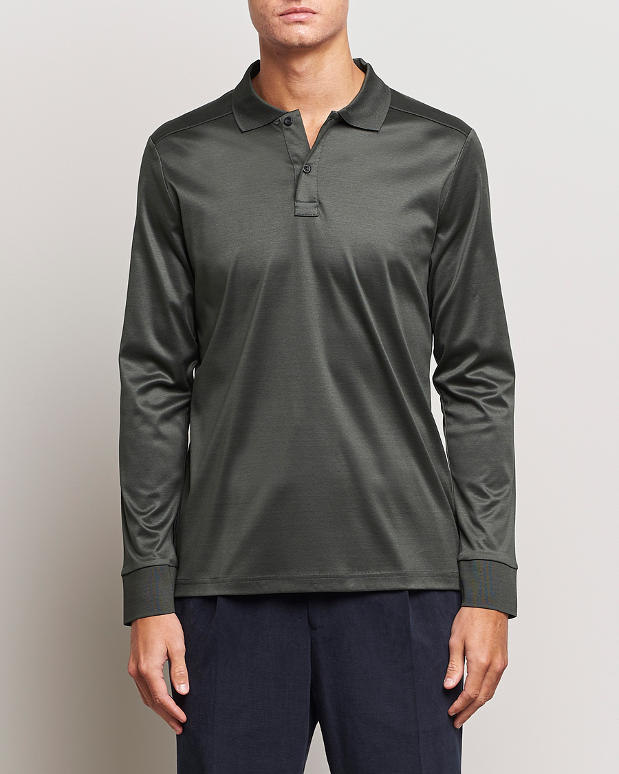 Herr |  | Eton | Filo Di Scozia Long Sleeve Polo Dark Green