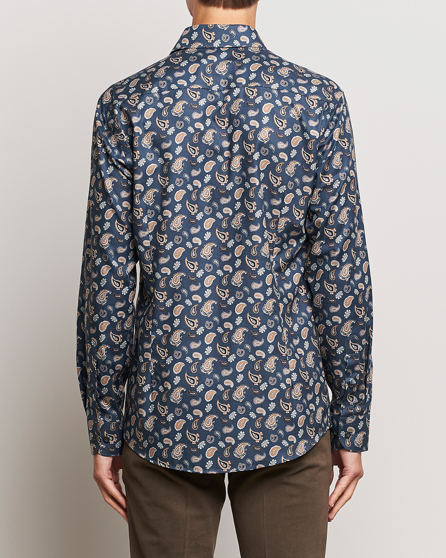 Herr | Skjortor | Eton | Slim Fit Wrinkle Free Flannel Printed Shirt Navy