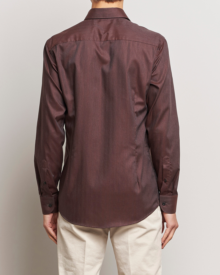 Herr | Skjortor | Eton | Slim Fit Wrinkle Free Flannel Shirt Burgundy