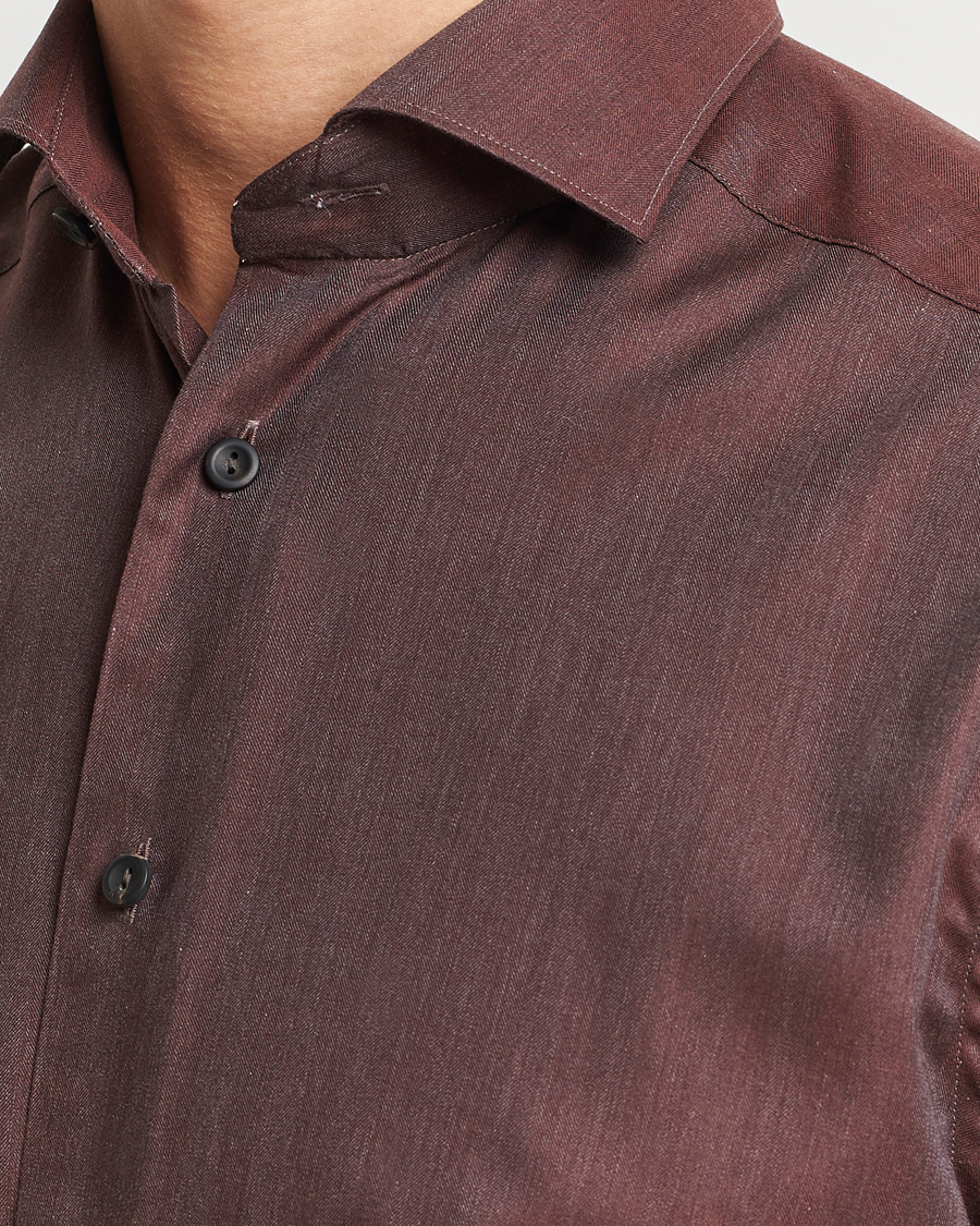 Herr | Skjortor | Eton | Slim Fit Wrinkle Free Flannel Shirt Burgundy