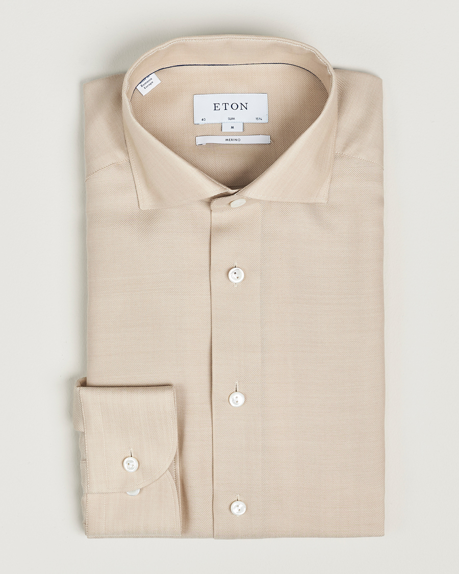 Herr | Skjortor | Eton | Slim Fit Merino Shirt Beige