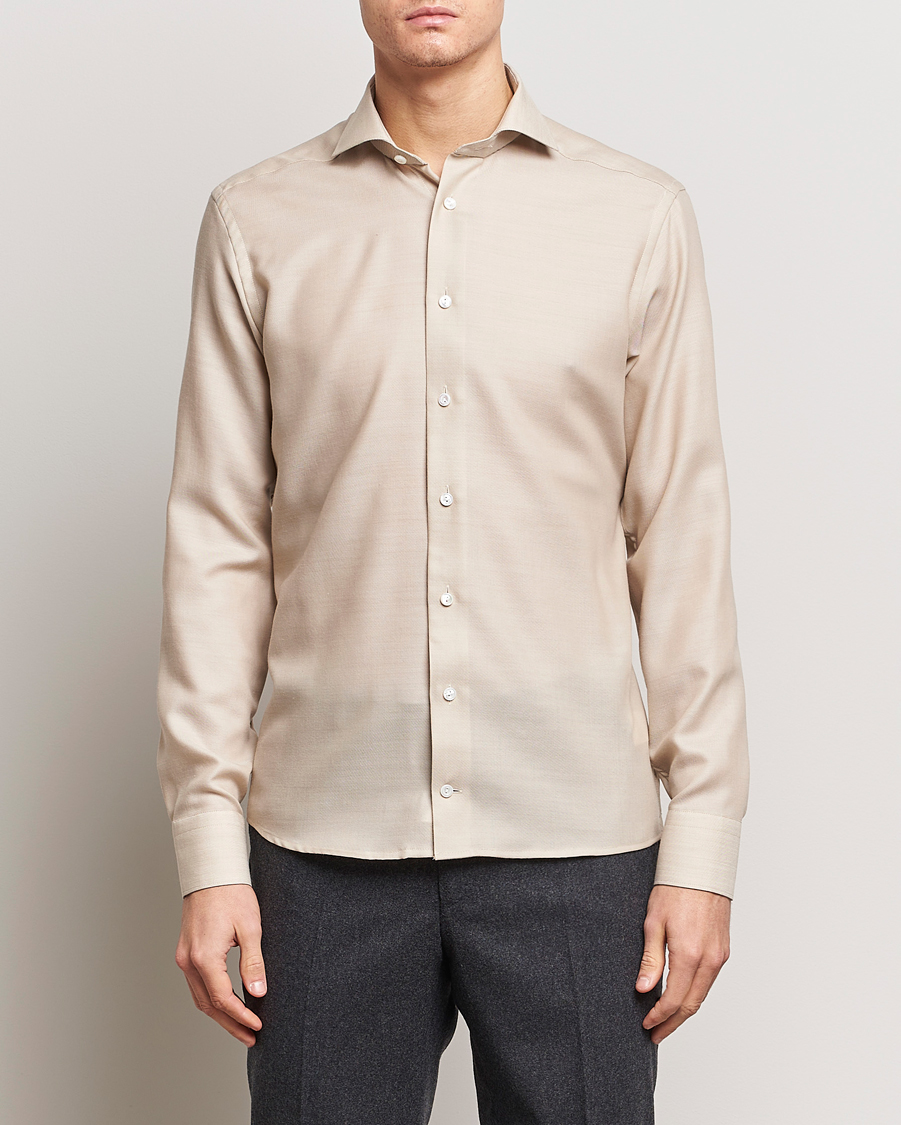 Herr | Skjortor | Eton | Slim Fit Merino Shirt Beige