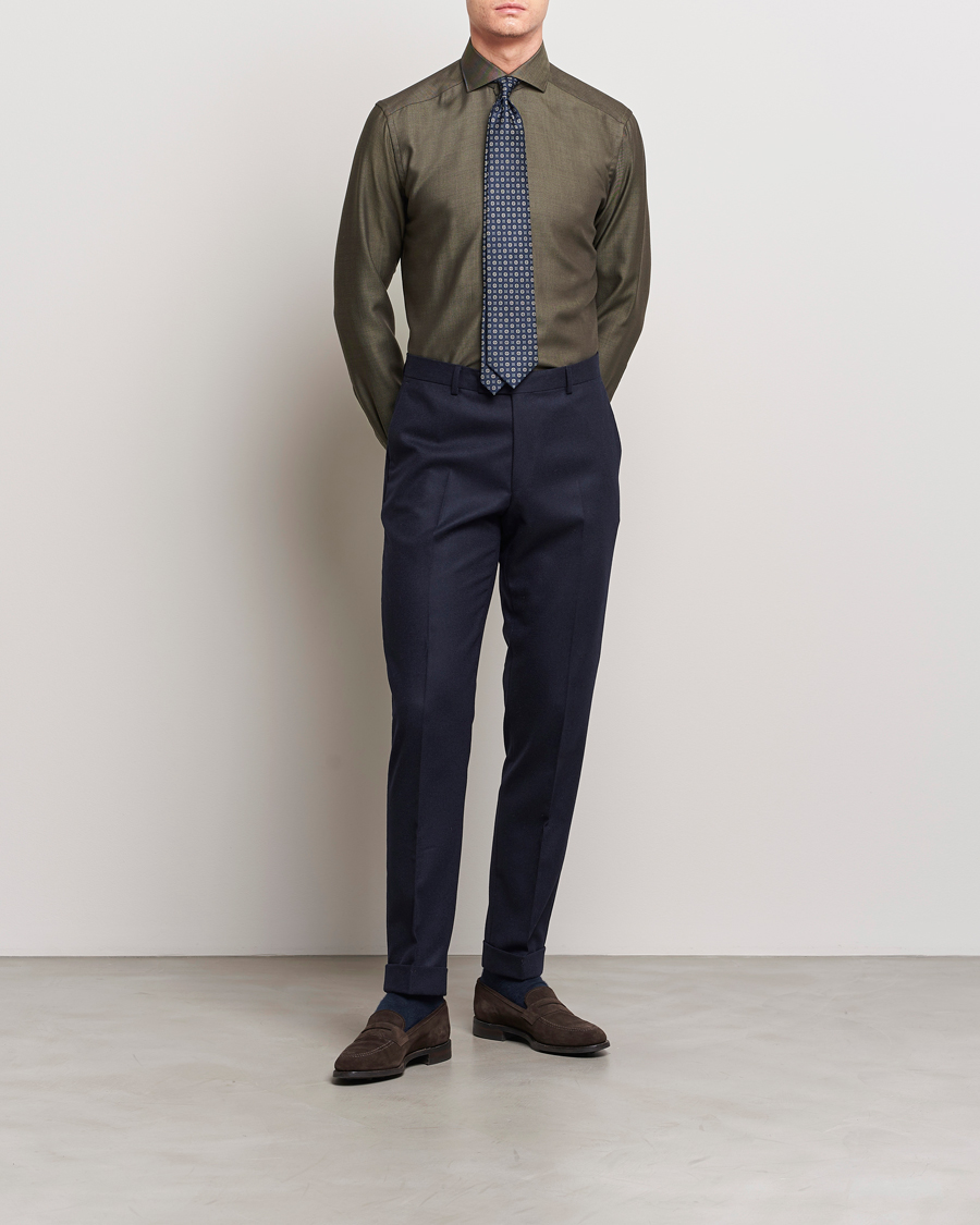 Herr | Skjortor | Eton | Slim Fit Merino Shirt Dark Brown