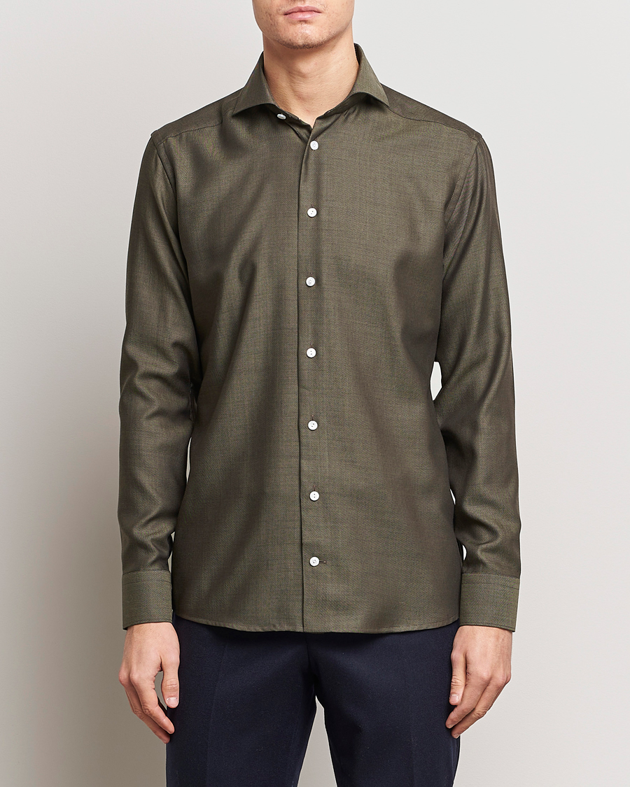 Herr | Skjortor | Eton | Slim Fit Merino Shirt Dark Brown