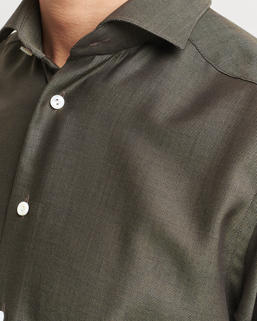 Herr | Skjortor | Eton | Slim Fit Merino Shirt Dark Brown