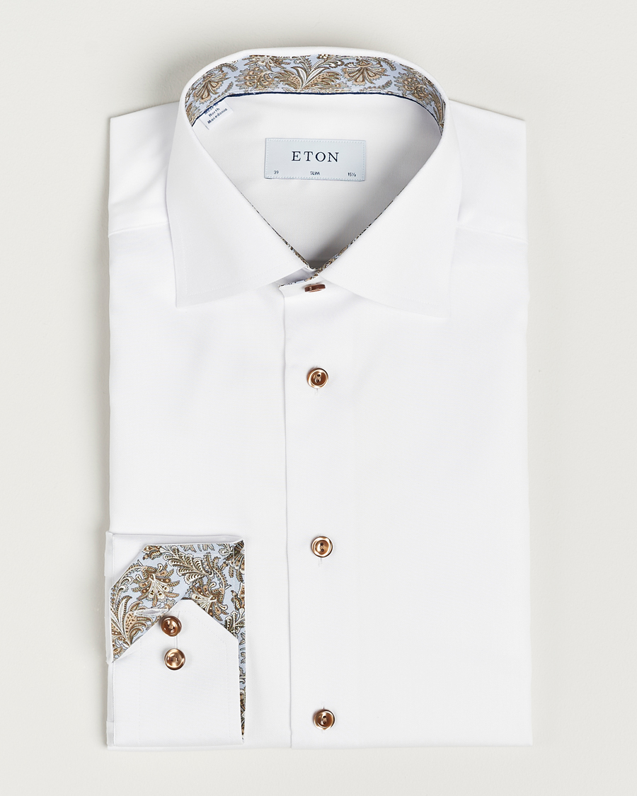Herr | Skjortor | Eton | Slim Fit Signature Twill Contrast Shirt White