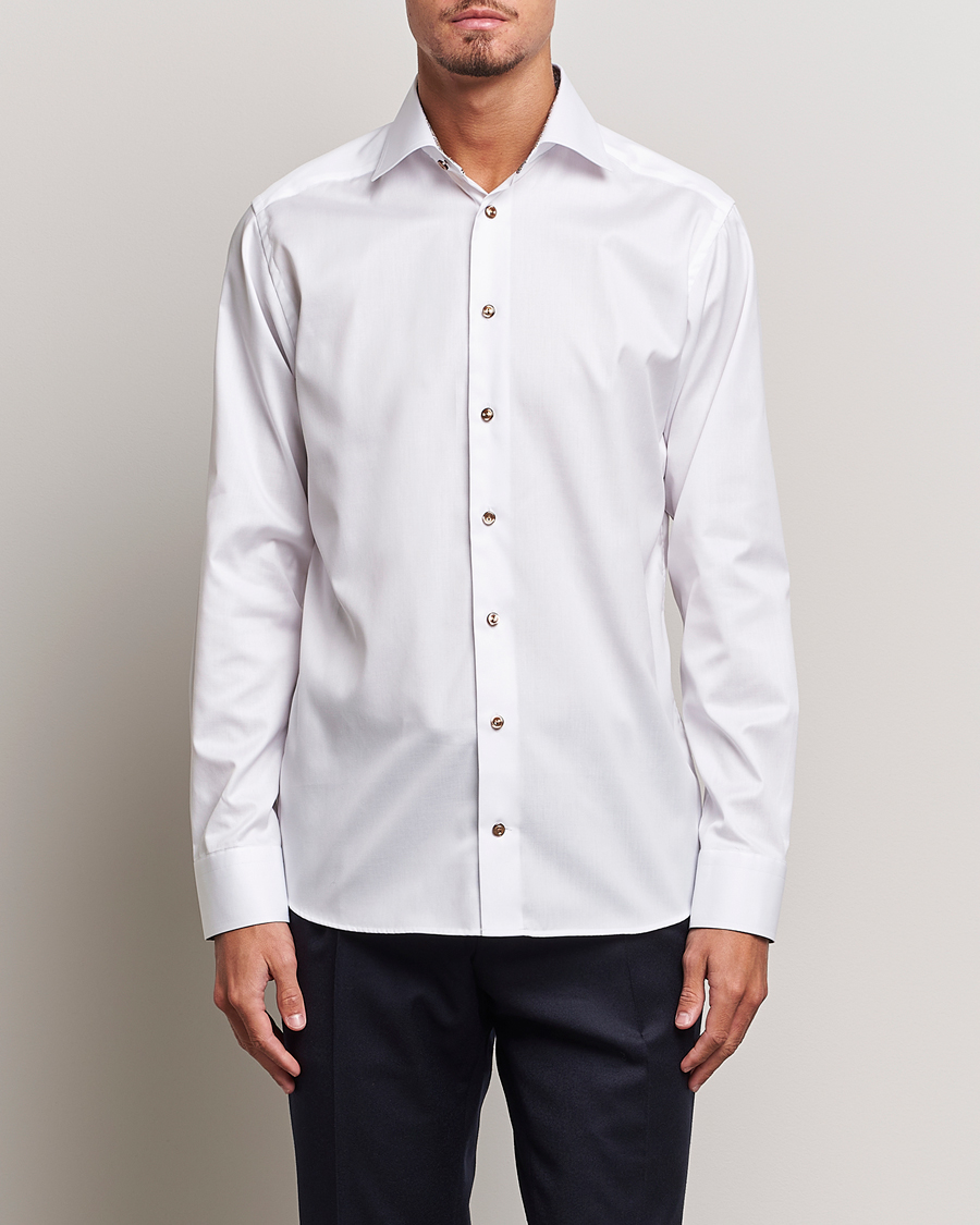 Herr | Businesskjortor | Eton | Slim Fit Signature Twill Contrast Shirt White