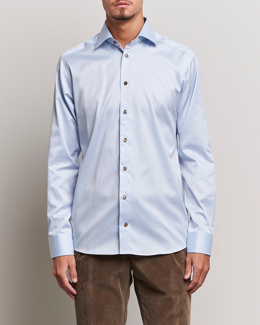 Herr | Eton | Eton | Slim Fit Signature Twill Contrast Shirt Blue