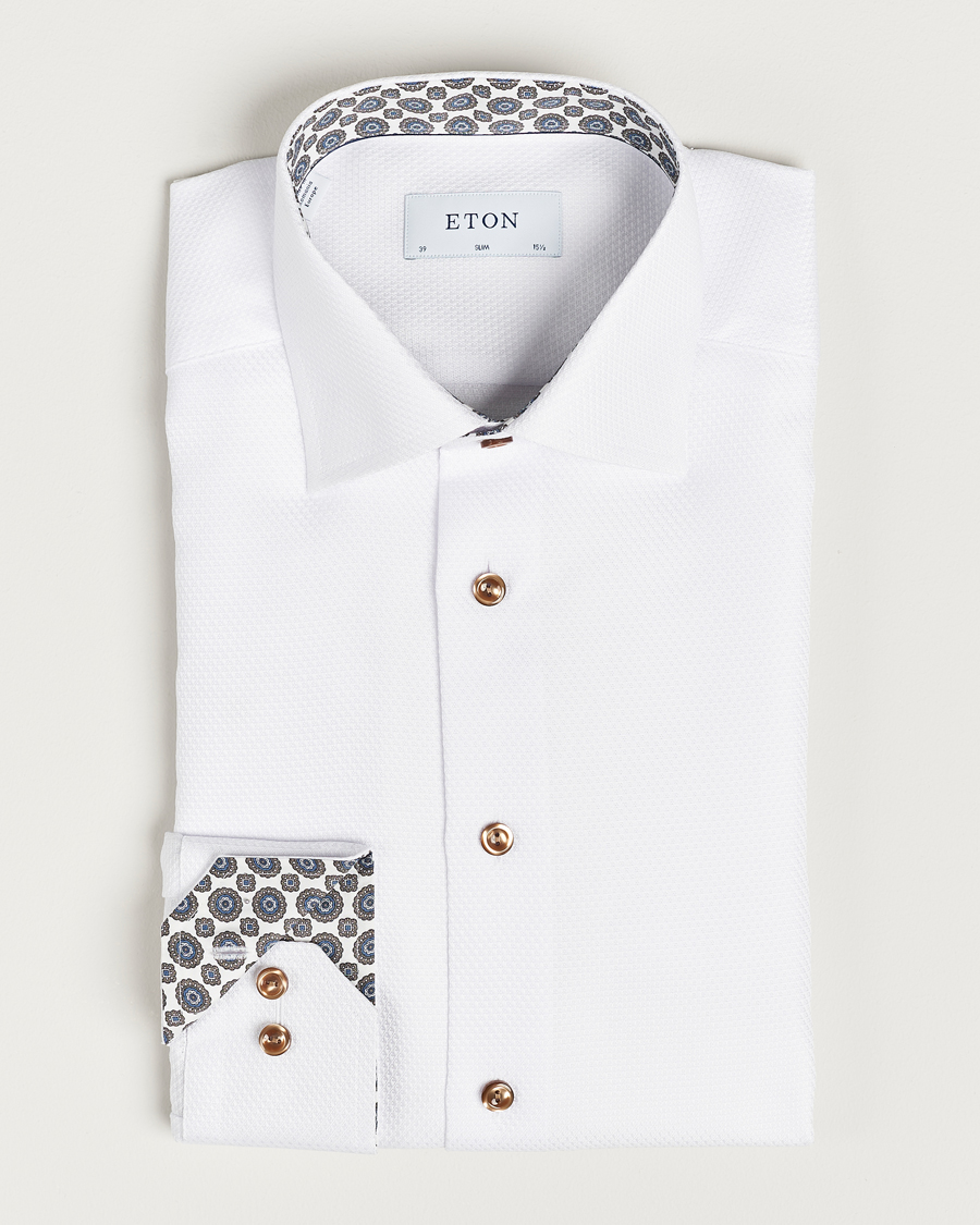 Herr | Skjortor | Eton | Slim Fit Royal Dobby Contrast Shirt White