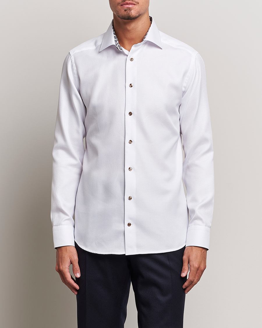 Herr | Eton | Eton | Slim Fit Royal Dobby Contrast Shirt White