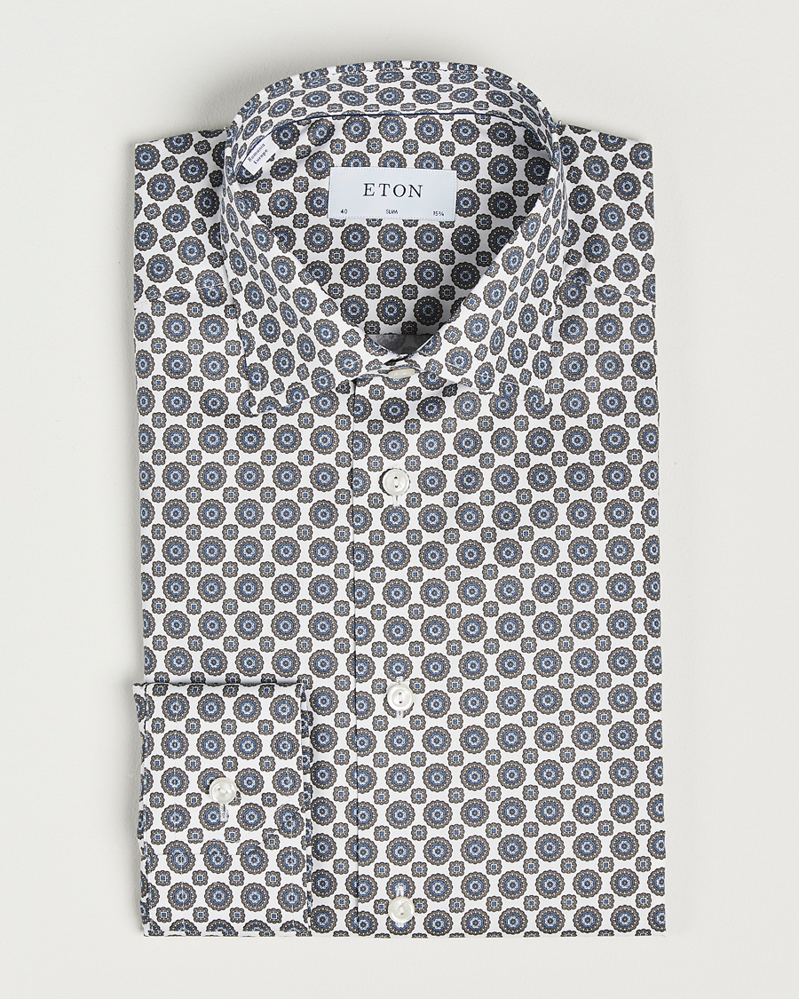 Herr | Skjortor | Eton | Slim Fit Signature Twill Printed Shirt Brown