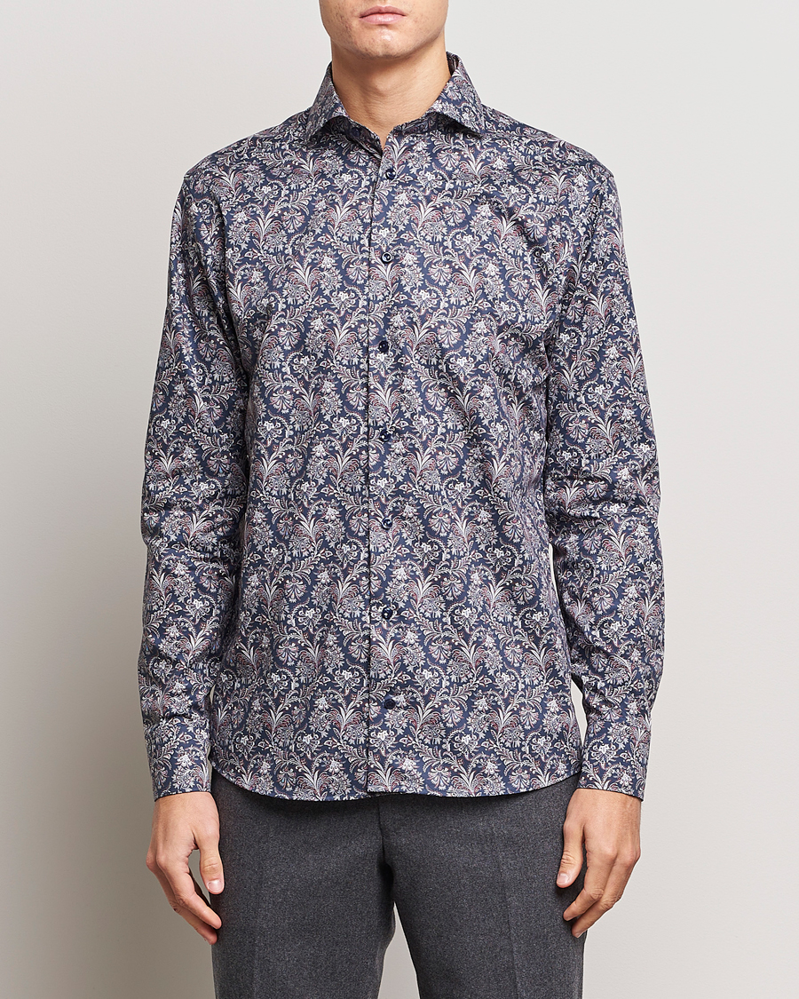 Herr | Skjortor | Eton | Slim Fit Signature Twill Printed Shirt Navy Blue