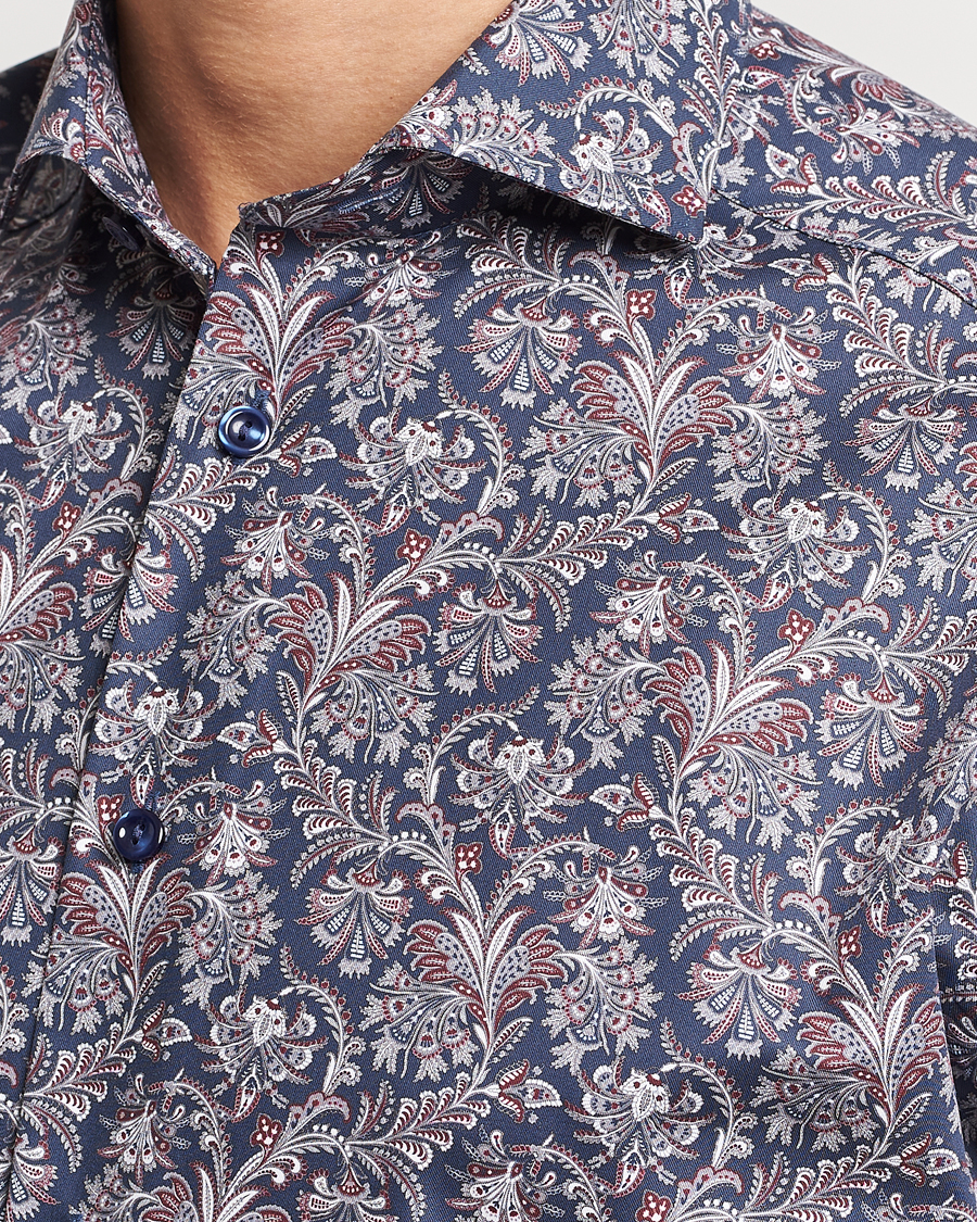 Herr | Skjortor | Eton | Slim Fit Signature Twill Printed Shirt Navy Blue