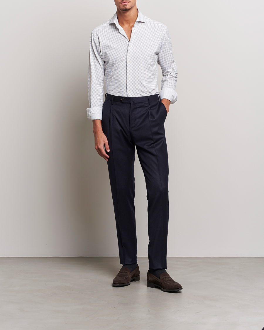 Herr | Skjortor | Eton | Slim Fit Four Way Stretch Printed Shirt Beige