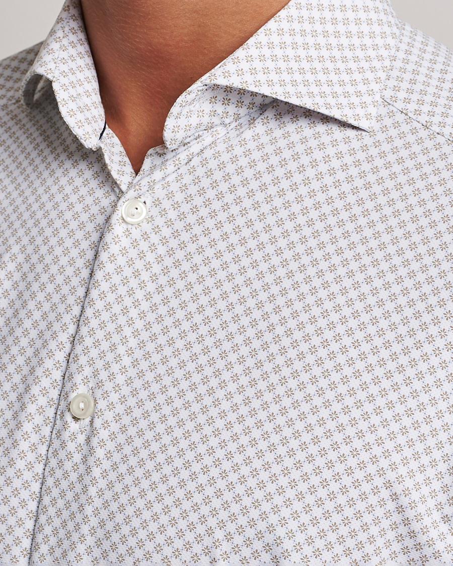 Herr | Skjortor | Eton | Slim Fit Four Way Stretch Printed Shirt Beige
