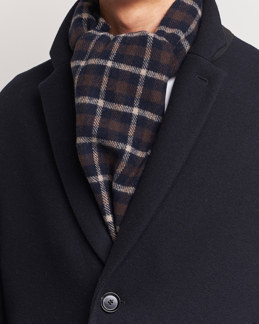 Herr |  | Eton | Checked Wool Scarf Dark Brown