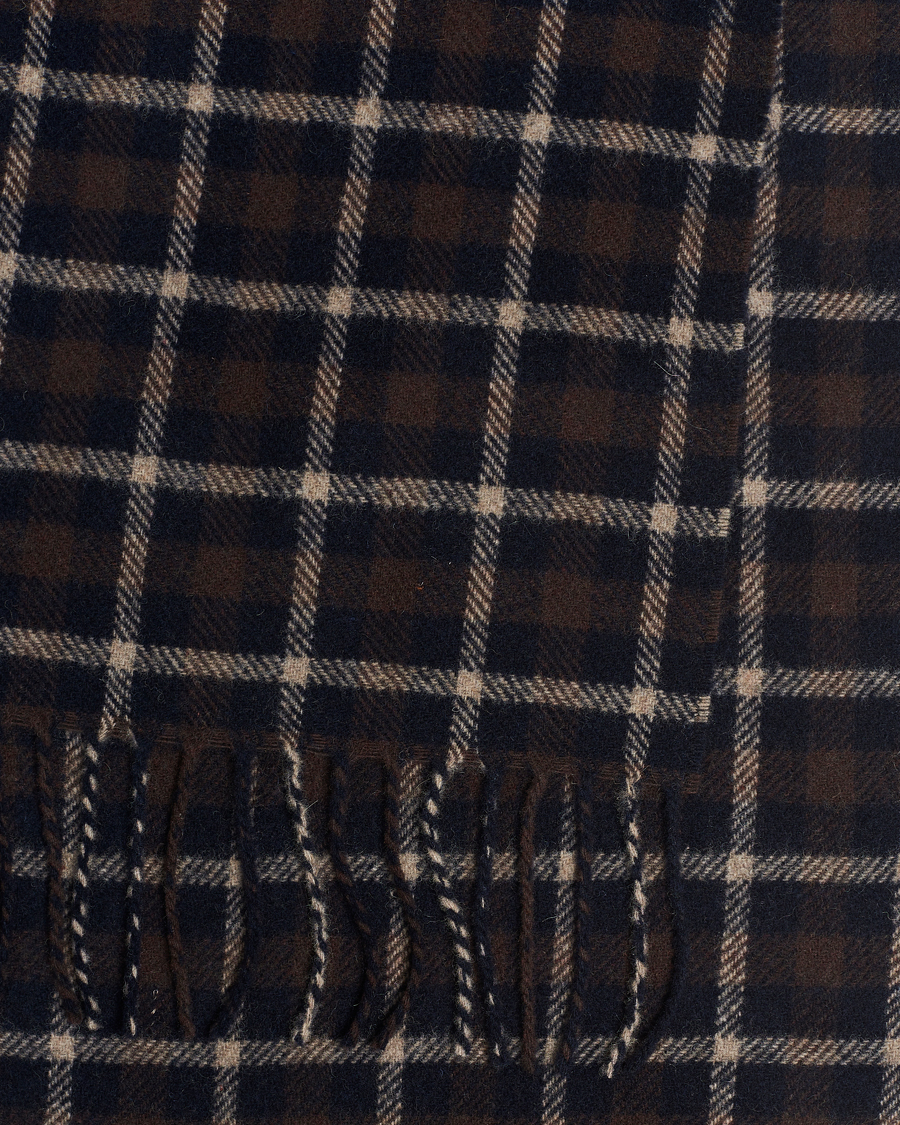 Herr | Eton Checked Wool Scarf Dark Brown | Eton | Checked Wool Scarf Dark Brown