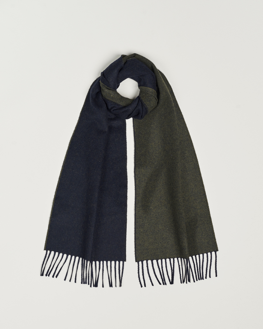 Herr | Eton Wool Two-Faced Scarf Green/Navy | Eton | Wool Two-Faced Scarf Green/Navy