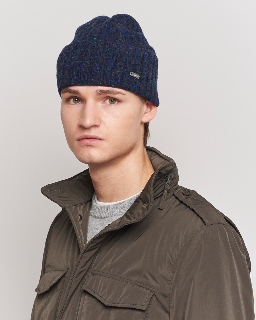 Herr |  | Eton | Wool Blend Donegal Beanie Navy Blue