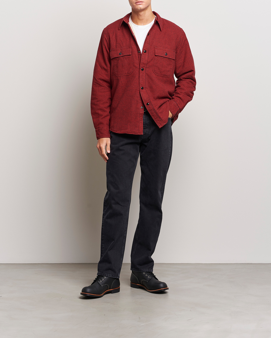 Herr | Jackor | RRL | Vermont Shearling Lined Shirt Jacket Red/Black