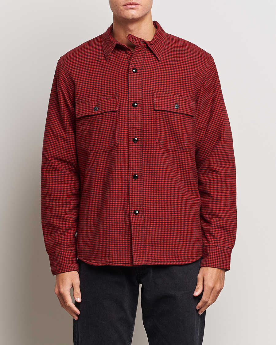 Herr | Jackor | RRL | Vermont Shearling Lined Shirt Jacket Red/Black