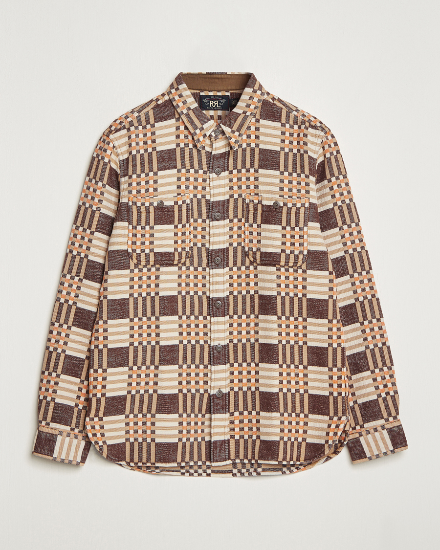 Herr | Skjortor | RRL | Cody Brushed Flannel Overshirt Brown Check